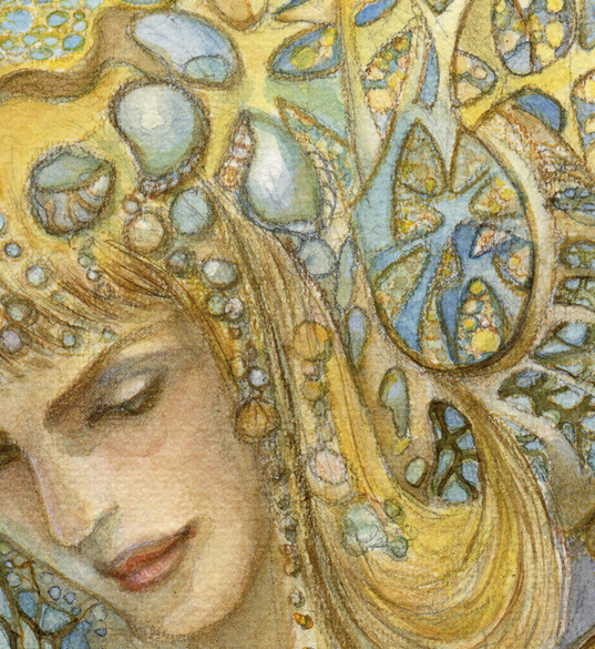 Communion with Nature, closeup on face, hair and detailing
